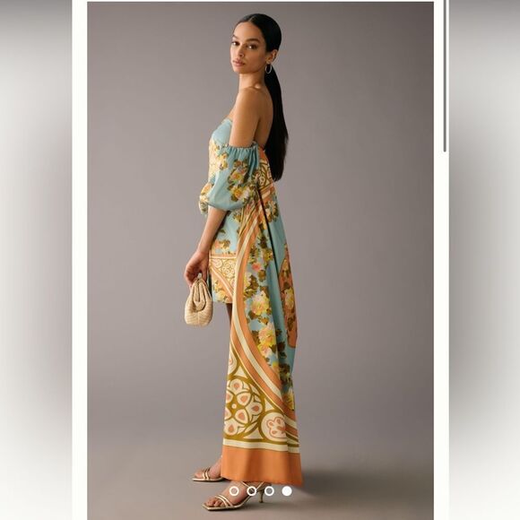 Anthropologie x Vineet Bahl Strapless Printed Cape Dress NWOT - Picture 3 of 9